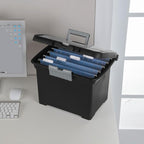Sterilite Portable Lockable File Box Organizer with Handle and Clear Lid (12 Pack)