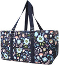 NGIL Extra Large Utility Tote Reusable Grocery Bag Oversized Collapsible for Groceries, Storage, Picnic, Beach (Pastel Floral-Navy)