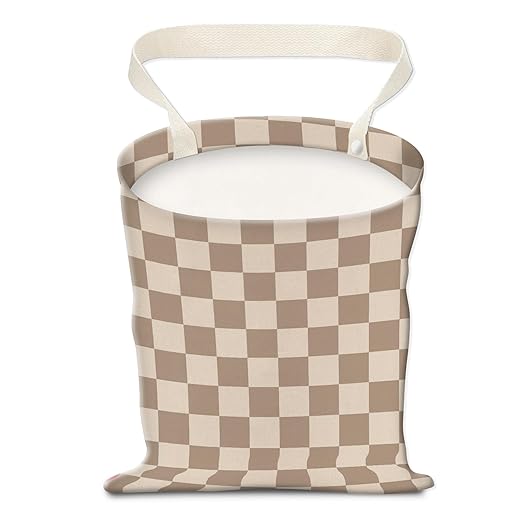 Car Trash Can, Hanging Garbage Bin for Men and Women, Cute Car Organizer and Storage Bag, Canvas Vehicle Trash Can Bag Easy-to-Install Cute Checkboard