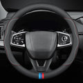HAOTULE New Nappa Leather car Steering Wheel Cover, Universal 15 inch Black