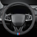 HAOTULE New Nappa Leather car Steering Wheel Cover, Universal 15 inch Black