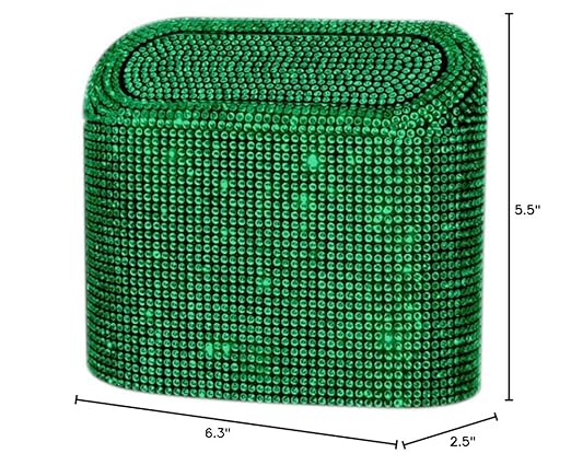 Sparkly Car Trash Car,Hanging Garbage Can with Lid Bling Rhinestone Trash Bin,Litter Container for Vehicle,Office,Home (Green)