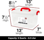 Tribello Clear Plastic Storage Bins with Lids and Handle Stackable Storage Bins, 2 Pack, 5 Quarts and 9 Quarts