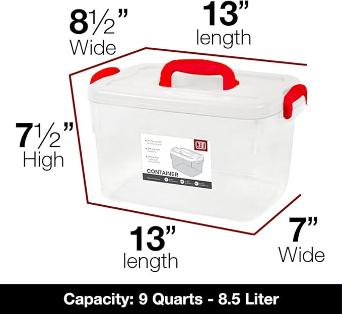 Tribello Clear Plastic Storage Bins with Lids and Handle Stackable Storage Bins, 2 Pack, 5 Quarts and 9 Quarts