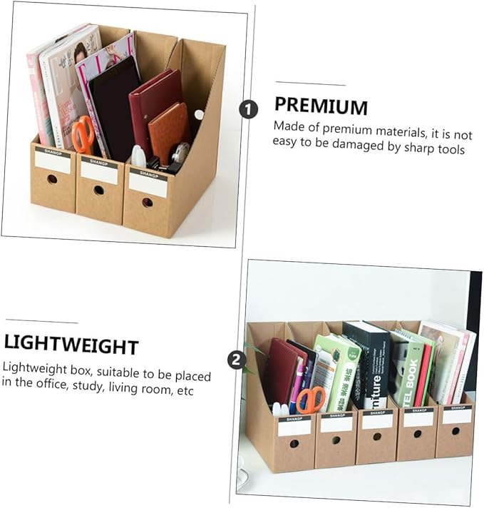 4pcs Lightweight Paper File Storage Boxes Desktop Document Organizers Bookcase Folder Holders for Office Desk Practical Stora