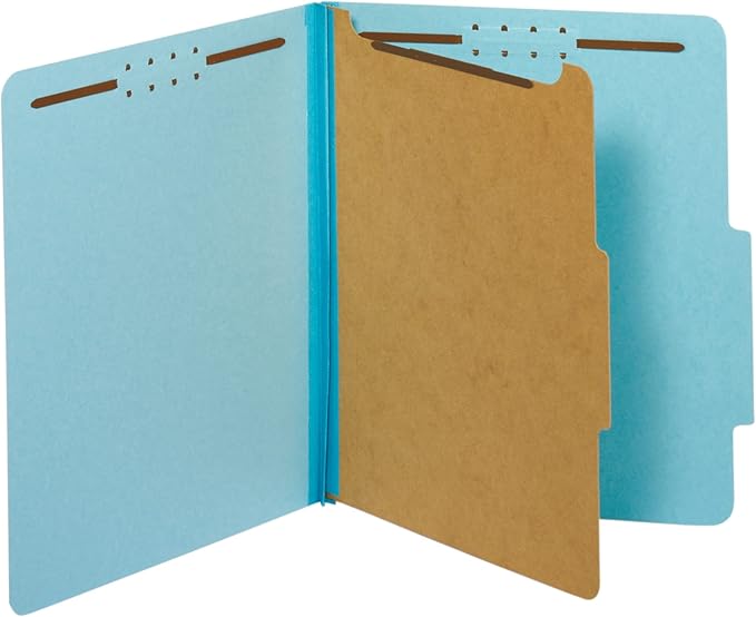 Pendaflex Classification Folders, Standard, 1 Divider, Embedded Fasteners, 2/5 Cut Tab, Blue, Letter, 10/BX (23730P), Special