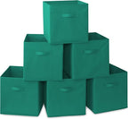 Casafield Set of 6 Collapsible Fabric Cube Storage Bins, Teal - 13" Foldable Cloth Baskets for Shelves, Cubby Organizers & Mo