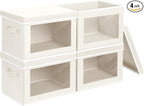 Homsorout Storage Bins with Lids, 4 Pack Large Storage Cubes with Window, Closet Bins with Lids & Handles, Fabric Box for Org