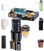 Car Cup Holder Tray, 10 Inch 4-in-1 Cup Holder Tray, 360° Rotating Drink Holder Expander with Detachable Food Tray & Phone Ho