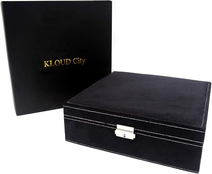 Two-Layer Jewelry Box Organizer Display Storage case with Lock (Black)