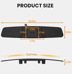Rear View Mirror, 16 Inch Chrome Anti-glare Universal Panoramic Convex Car Interior Rear View Mirrors Clip on Big Wide Angle Rearview Mirror Extender to Blind Spot for Pickup Trucks Van
