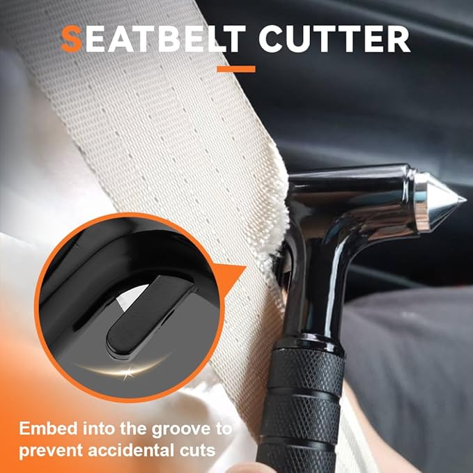 SINSEN Automotive Escape Tool, Window Breaker Seatbelt Cutter, Car Flashlight Safety Hammer, Emergency Kit Self Defense Acces