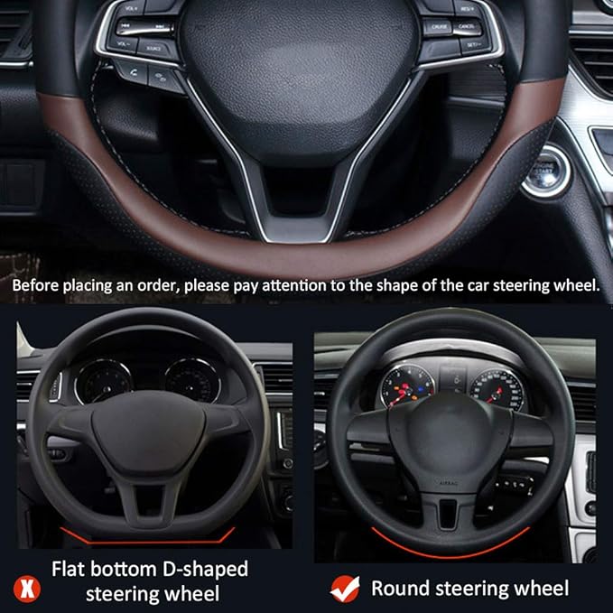 Car Steering Wheel Cover with Durable PU Leather, Universal 19 inch Fit for Car Truck SUV, Breathable Anti Slip Auto Steering Wheel Covers for Men and Women