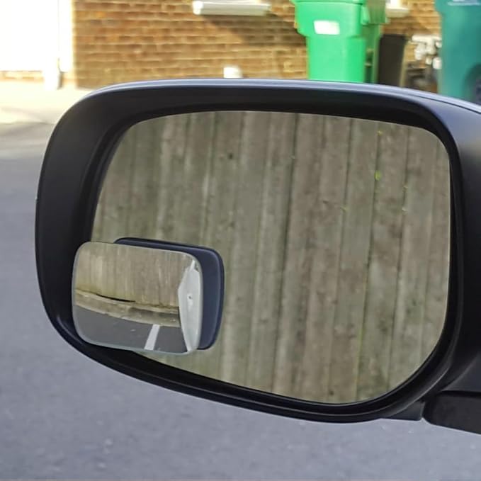 Ampper Blind Spot Mirror Rectangular, HD Glass Frameless Stick on Adjustabe Convex Wide Angle Rear View Blind Spot Car Mirror for Car Blind Spot, Pack of 4