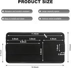 Car Sun Visor Organizer, Leather Sun Visor Pocket Organizer Case with Multi-Pocket Net Zipper, Suede Note Holder Car Visor Storage Pouch for Card Pen Sunglasses Document (Black)
