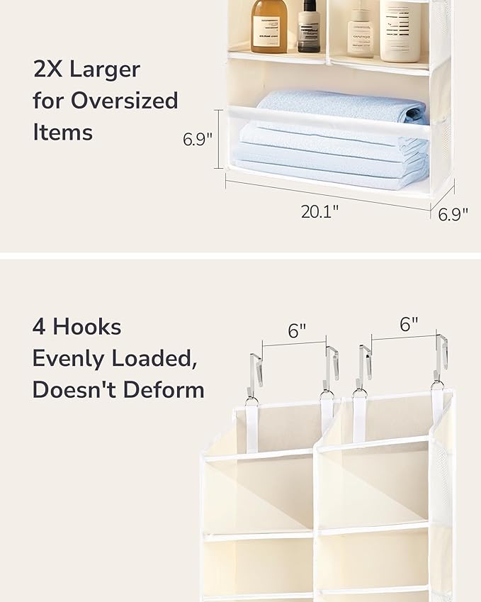 ULG Over the Door Organizer, 5-Tier Extra Large Hanging Storage with 10 Mesh Pockets, 100 lbs Capacity, Heavy Duty Door Organ