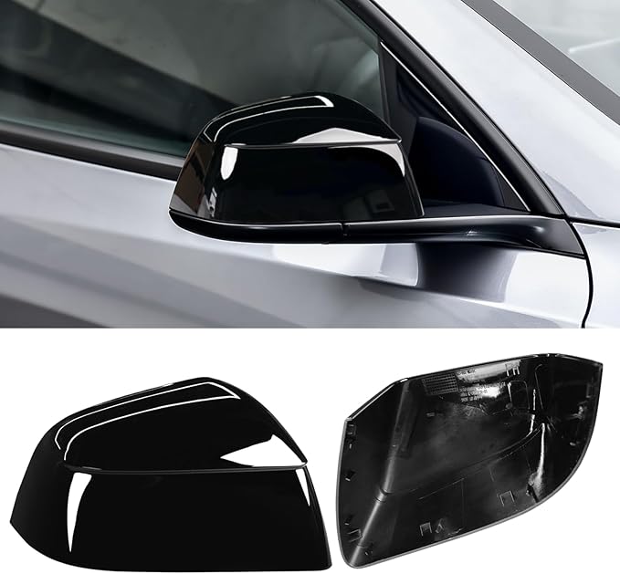 Jaronx Compatible with Tesla Model Y Juniper Mirror Cover Replacement 2025 2026, Right Passenger Side Clip-on Rear View Mirror Cover Cap for Model Y Juniper Accessories 1963539-D4-B (Solid Black)