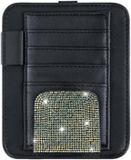Bling Car Sun Visor Organizer, Rhinestone Multi-Pocket Truck Visor Organizer Pouch with Visor Pen Holder,Glasses Holder,Universal Sunvisor Organizers for Most Cars SUVs -AB