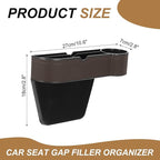 HARFINGTON Car Seat Gap Filler Organizer 10.6 x 7.1 x 2.8 Inch ABS+Leather Universal Car Organizer Storage Box Between Seat and Console (Right) with Cup Holders for Phone Keys, Brown