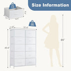 DUMOS Dresser for Bedroom, 10 Storage Drawers, Wide Fabric Closet Chests Organizer Tower Furniture with Wooden Top Metal Fram