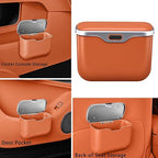 Car Trash Can with Lid, Leakproof Auto Garbage Bin, Waterproof Car Trash Bag Holder with PU Leather Top for Back of Seat/Door, Fit for SUVs, Sedans, Trucks Grey
