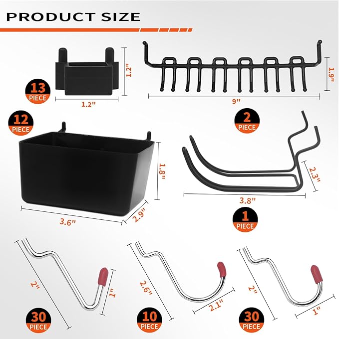 Calax 338PCS Pegboard Hooks Organizer Kit, Fit 1/8 or 1/4 inch Peg Board with Storage Bins, Pegboard Assortment Hooks Accesso