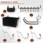 Calax 338PCS Pegboard Hooks Organizer Kit, Fit 1/8 or 1/4 inch Peg Board with Storage Bins, Pegboard Assortment Hooks Accesso