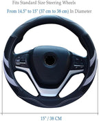 Alusbell Microfiber Leather Steering Wheel Cover Breathable Auto Car Steering Wheel Cover for Women and Men Universal 15 Inch