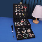 Women Jewelry Box Lockable 3 Layers Large Jewelry Organizer Storage Case for Earrings Necklaces Rings Bracelets,Green Display