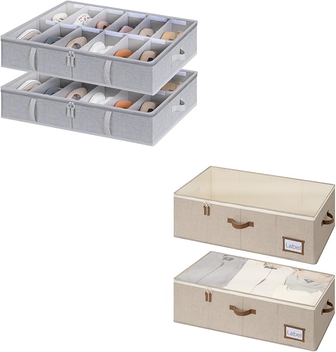 Under Bed Shoe Storage Organizer with Under Bed Storage Bins