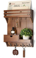 Rebee Vision Farmhouse Key Holder Wall Mount – Decorative Mail Organizer with 9 Key Hooks and Mini Drawer Organizer – Rustic 