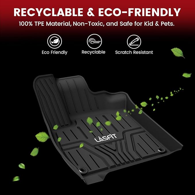 LASFIT Floor Mats & Trunk Mat for Honda CR-V 2017-2022 (NOT for Hybrid), All Weather Protection TPE Floor Liners 1st & 2nd Row & Cargo Mat Full Set, Black