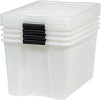 IRIS USA 72 QT Plastic Storage Box with Lid and Latches - 4 Pack - BPA-Free, Discreet Organizing Solution, Durable Nestable S