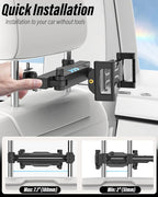 woleyi Car Headrest Tablet Holder, [Large Clamp] [Thick Case Friendly] Tablet Mount for Car Back Seat, Road Trip Essentials for Kids Accessories, for iPad Pro Air Mini, Galaxy, Fire HD, 6-15.6" Device