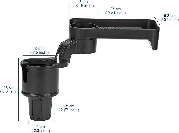 Multifunctional Car Cup Holder Expander with Rotable Food Tray for Road Trips