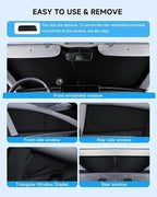 Double Layer Windshield Sunshade- Full Set Front Rear Side Window Sun Shade Cover Sun Visor Window Shade for CampingBaby Privacy Protection (for Tesla, for Model 3 (2017-2025))