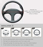 Labbyway Carbon Fiber Steering Wheel Cover, Universal 15 inch, Breathable, Anti-Slip, Warm in Winter and Cool in Summer, Blac