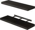 Fixwal Black Floating Shelves for Wall, 22" Long Wall Mounted Rustic Wood Shelves for Living Room, Bedroom, Bathroom and Kitc