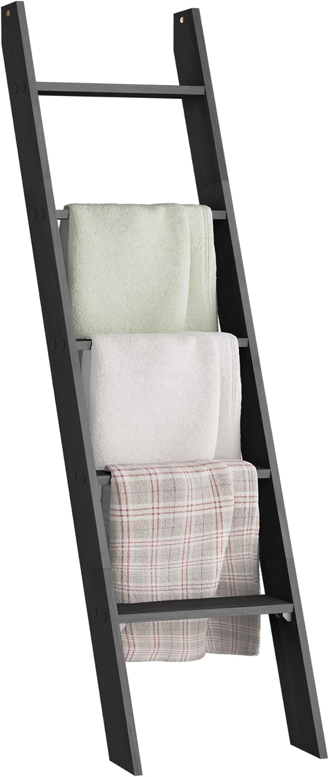 VASAGLE Blanket Ladder Decorative Farmhouse for The Living Room, 5-Tier Ladder Shelf, Ladder Rack for Storage and Decor, Ebon