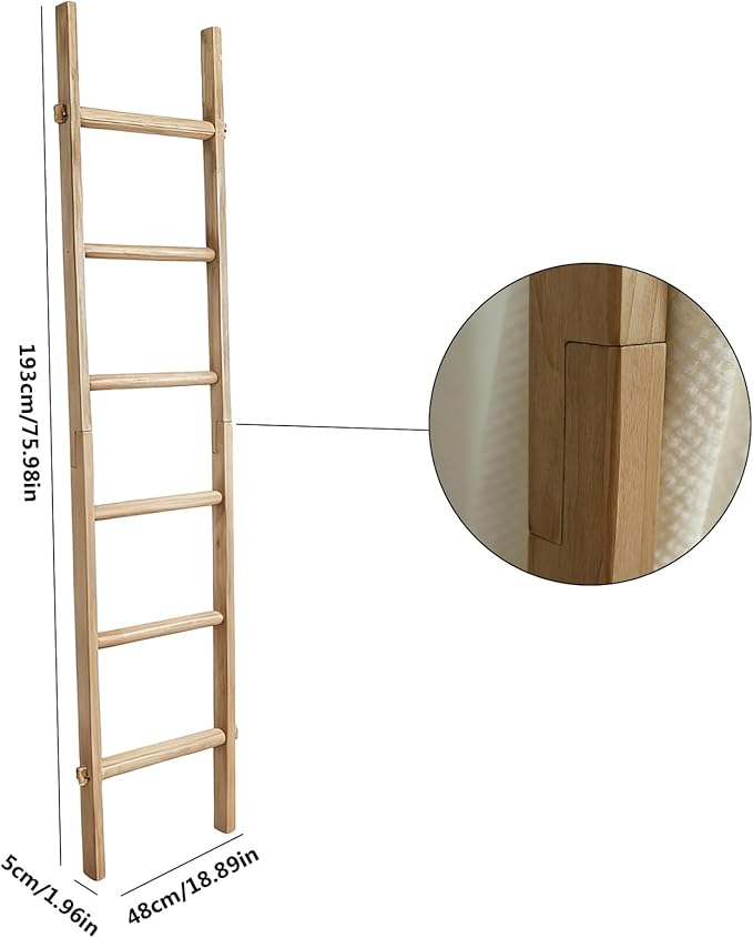Blanket Ladder Pre Assembled 76in Wooden Ladder Shelf Living Room Bathroom Bedroom Decorative Wall Leaning Farmhouse Quilt Di