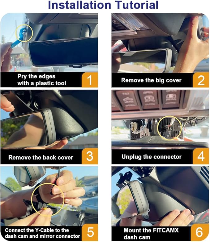 Fitcamx 2K Dual Dash Cam Suitable for RAM 1500 (Model B) 2019 2020 2021 2022 2023 2024 Rebel Big Horn Laramie, OEM Look, Fron