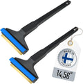 Ice Scraper Long Handle 2 Pack Car Ice Scraper Brass Blade 14,5 inch Ice Scraper for Car Snow Scraper Ice Scrapers for Car Windshield Original Murska Europe (2-Pack L&P A055 Black Blue)