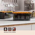 WYT 5-Quart Small Storage Container Bin with Orange Secure Lid and Black Clear Latch Buckles, Durable Plastic Stackable Nesta