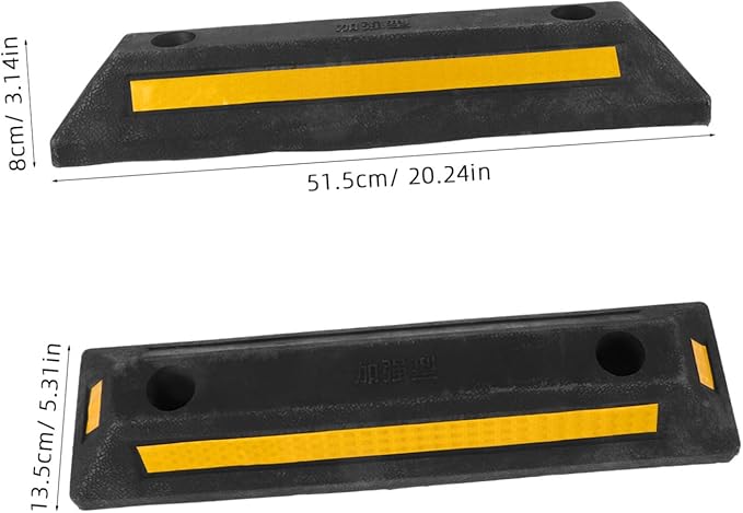 Rubber Parking Stopper for Garage Compact Wheel Stopper with Bright Reflective Stripes Easy Installation Vehicle Parking Block for Driveway and Garage Use