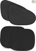 Kwak's 4 Pack Window Sun Shade for Car Baby - Sunshade Blocker, Glare Shield and UV Rays Protection for Your Kids - Side Windows Screens for SUV Truck (Front +Rear Window)