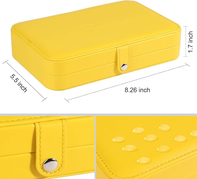LANDICI Small Jewelry Box for Women Girls, PU Leather Travel Jewelry Organizer Case, Portable Jewellery Storage Holder Displa