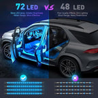 Smart Car Interior Lights,72 LED RGB Car LED Lights with Smart APP Remote Contro,Multicolor Footwell Under Dash Inside Light Kits Music Sync Mode,for Vehicle Internal Car Ambient Lighting Kits
