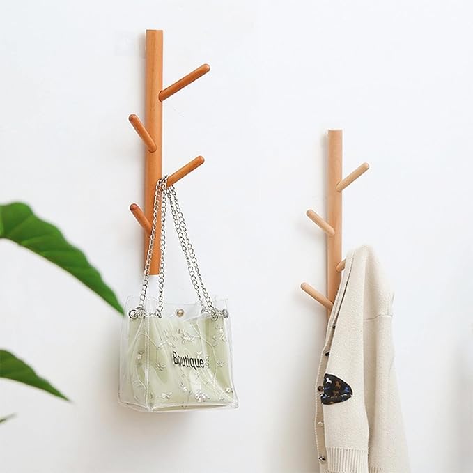 Coat Rack 2 pack-Wall Mounted Hat Rack Coat Hooks-Sturdy Wooden Coat Rack Stand-Entryway Hall Tree Coat Tree with Solid Base 