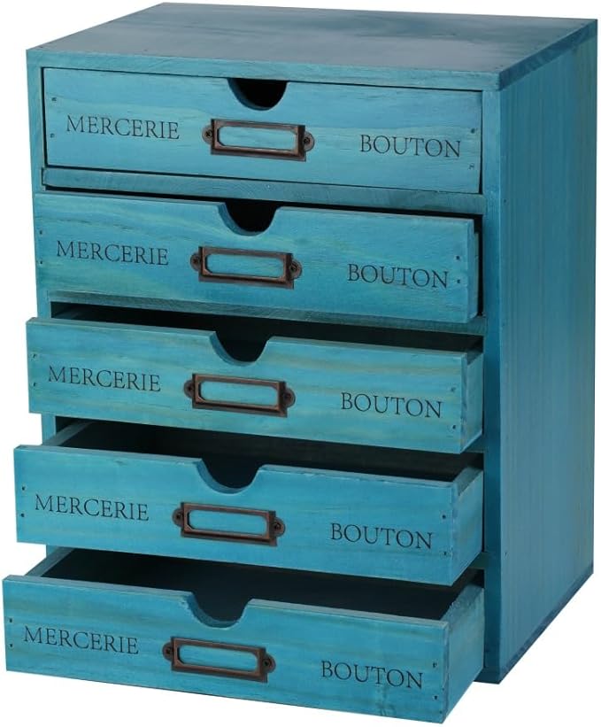 Wooden Storage Box with 5 Drawers Apothecary Drawers Vintage Wooden Drawers Wood Desktop Organizer with Drawer Library Card C