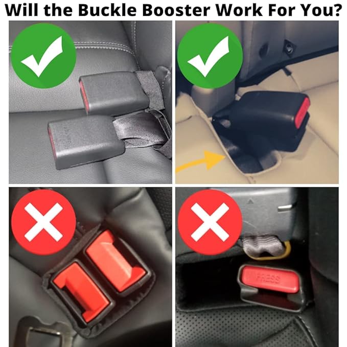 4-Pack Seat Belt Receptacle Stabilizer - Buckle Booster for Back Row Receptacles - Raises Your Seat Belt for Vertical Access 